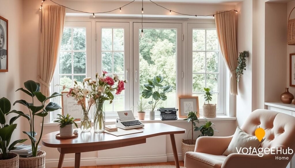 Personal touches in a feminine workspace