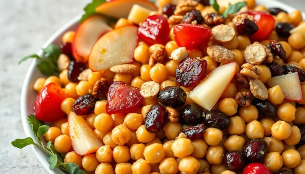 chickpea salad with fruits and nuts