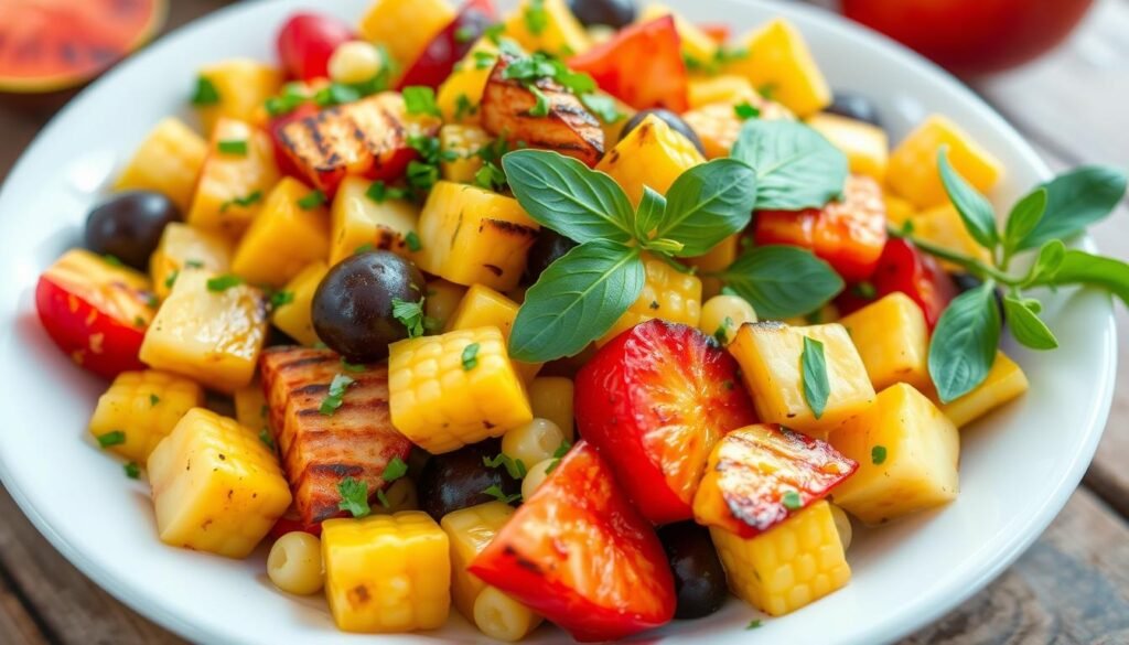 grilled corn and stone fruit salad recipe