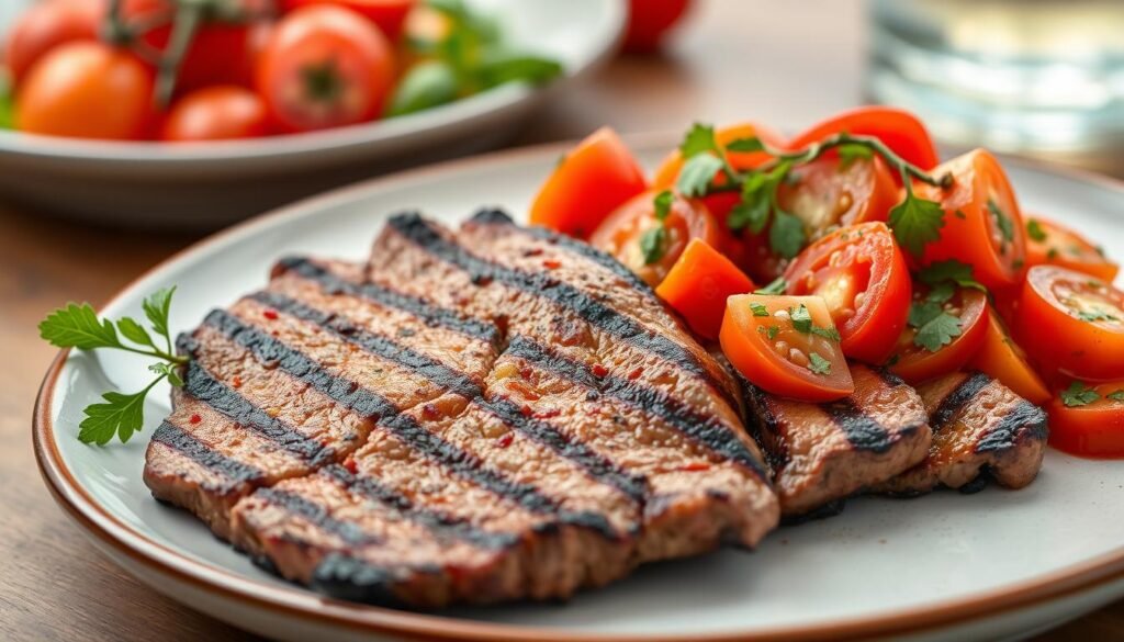 grilled skirt steak with tomato salad recipe