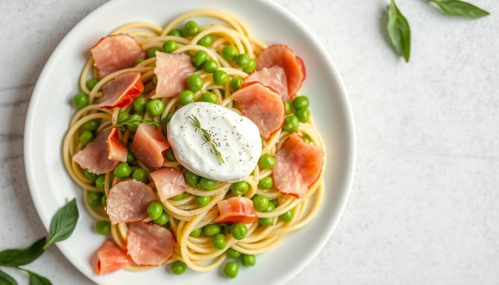 spring pea pasta with burrata recipe
