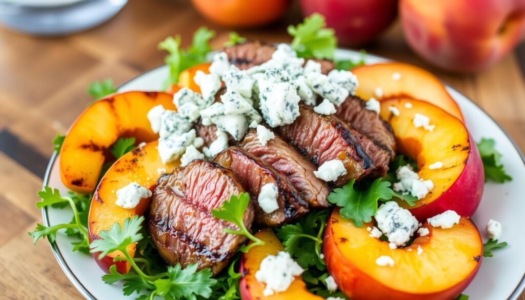 steak peach watercress salad recipe