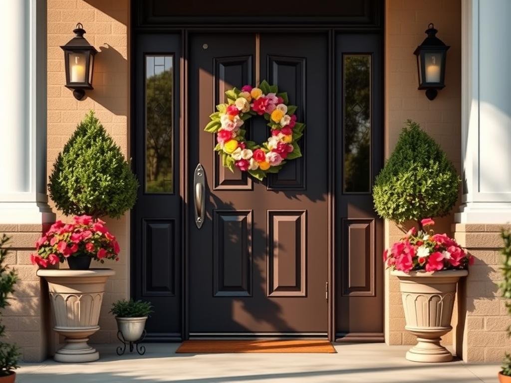 symmetrical front door decor