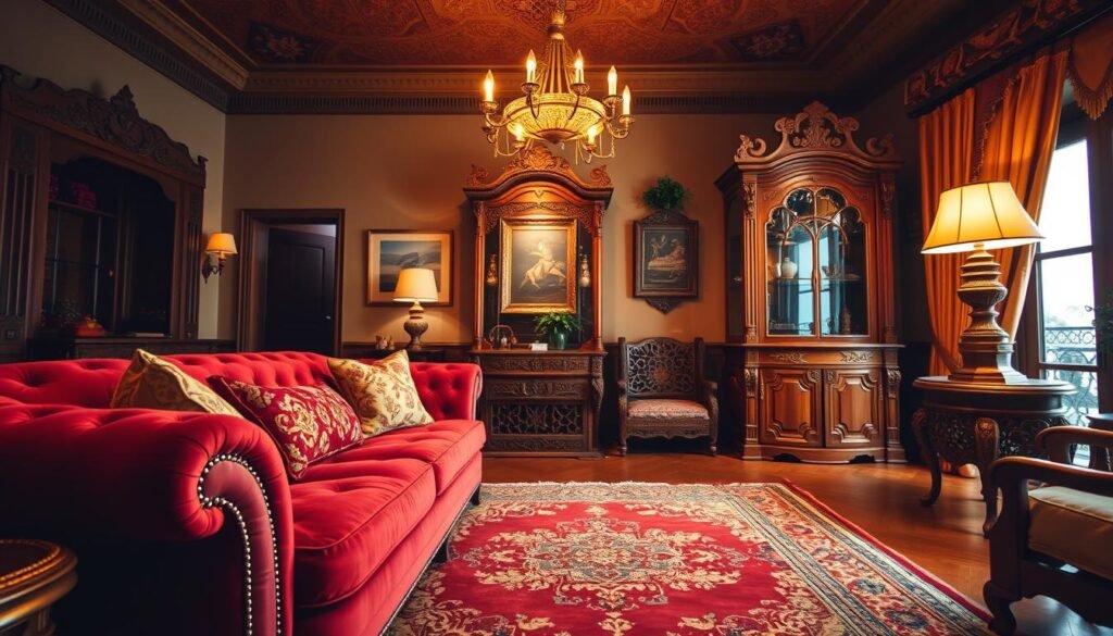 Indian living room design with vibrant colors