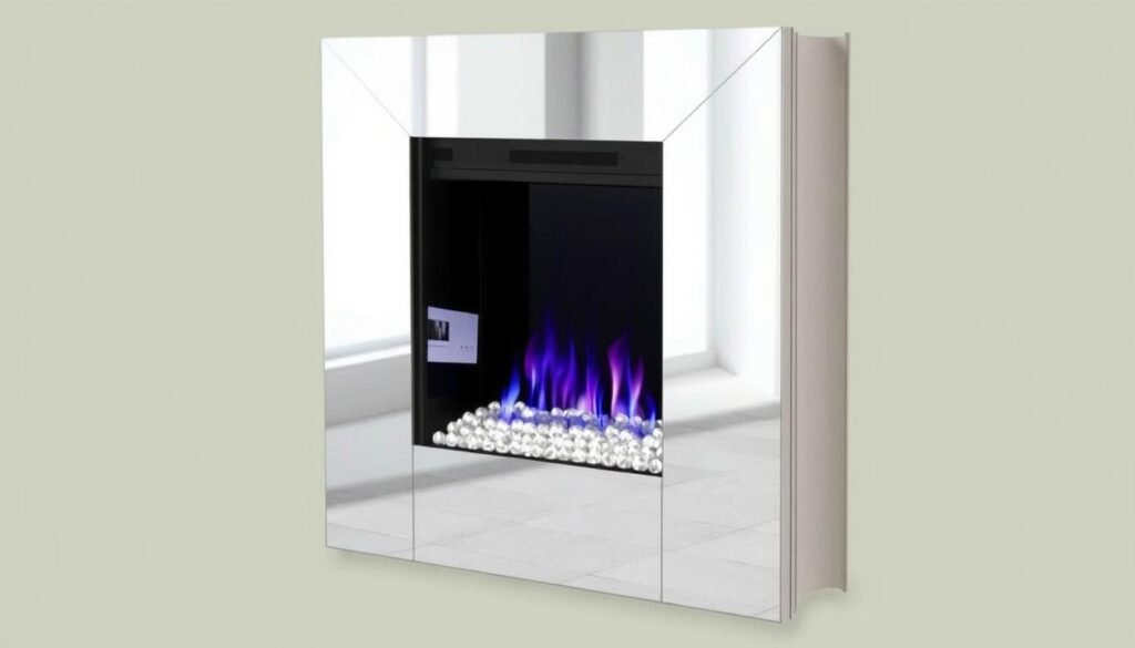 glass mirror electric fireplace