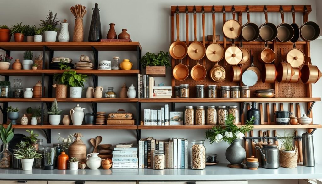 kitchen shelf displays