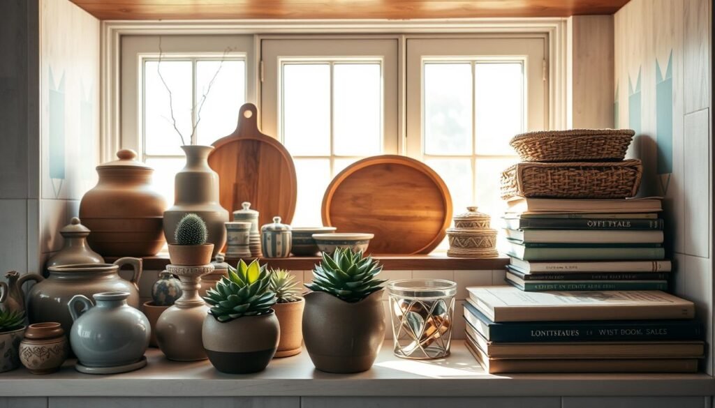 kitchen shelf styling