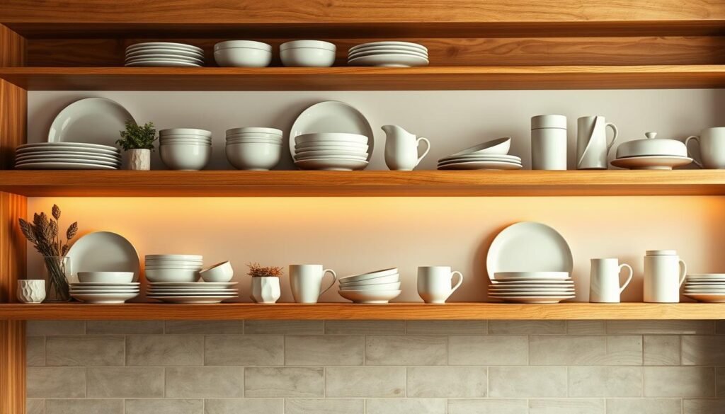 kitchen shelves display