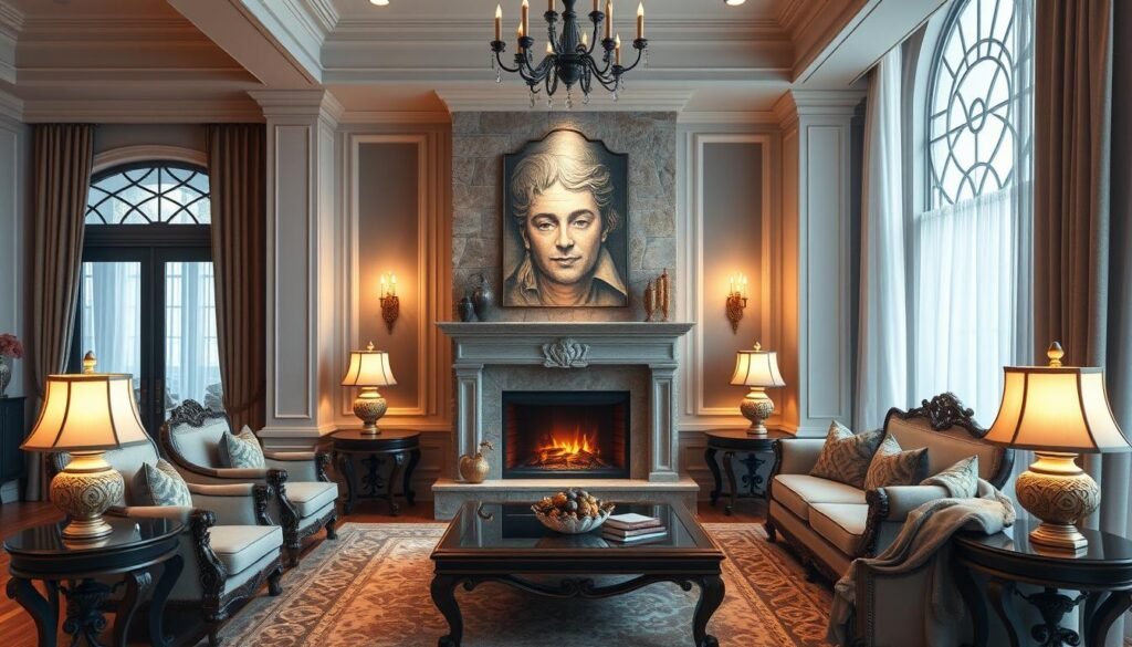 luxury stone electric fireplace