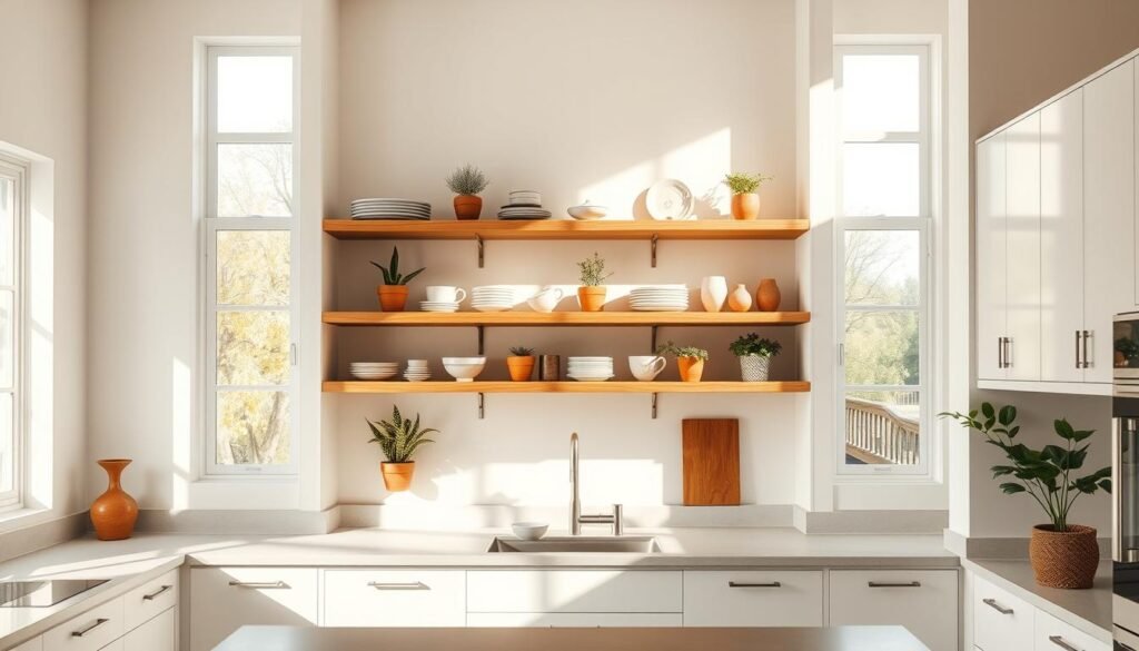 open shelving kitchen design