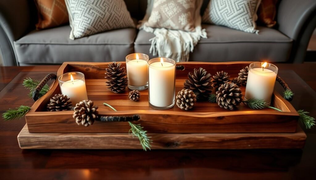 rustic wooden decorative trays for living room