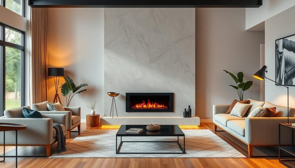 sophisticated black electric fireplace